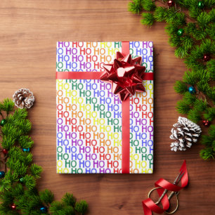 Rainbow Ho Ho Ho Pattern Wrapping Paper Cadeaupapier