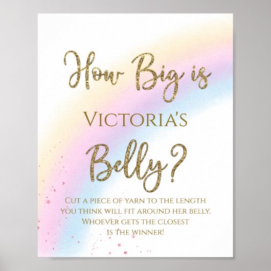 Rainbow Hoe groot is het Mommys Belly Baby shower  Poster (Voorkant)