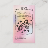 Rainbow Holographic Doodles Tattoo Artist QR Code Visitekaartje (Voorkant)