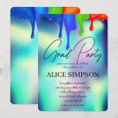 Rainbow Holographic Drip Afstuderen Kaart (Voorkant / Achterkant)