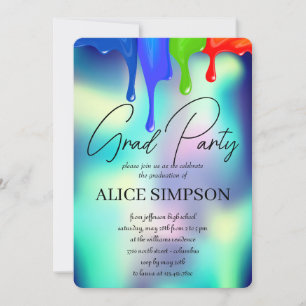 Rainbow Holographic Drip Afstuderen Kaart