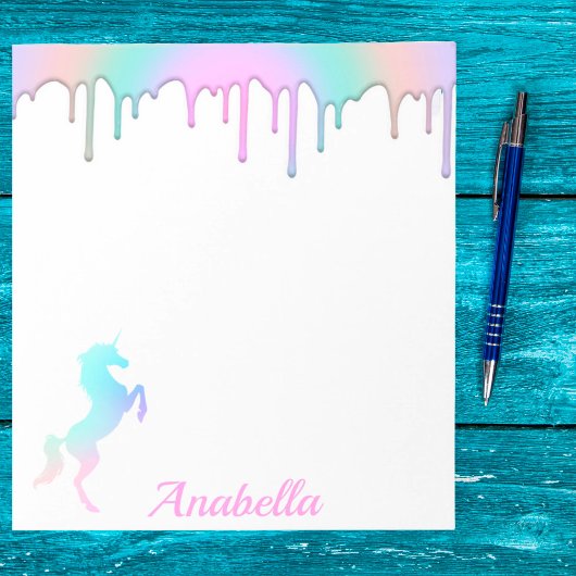 Rainbow Holographic Drives Unicorn Custom Name Notitieblok