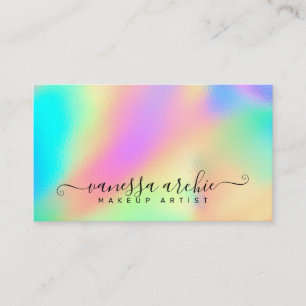 Rainbow Holographic Foil Beauty Service Business C Visitekaartje