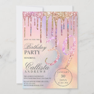 Rainbow Holographic Glitter Drift Age Birthday Kaart