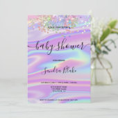 Rainbow Holographic Glitter Drift Baby shower Kaart (Staand voorkant)