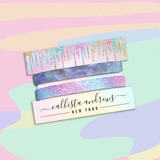 Rainbow Holographic Glitter Drift Bracelet Display Visitekaartje