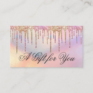 Rainbow Holographic Glitter Druppels Cadeaubon Visitekaartje