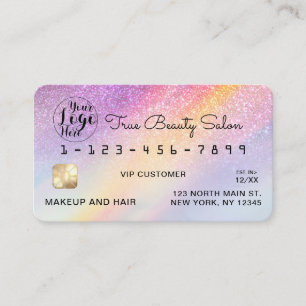 Rainbow Holographic Glitter Ombre Logo Credit Visitekaartje