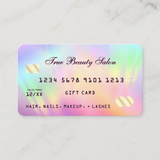 Rainbow Holographic Iridescent Unicorn Gift Kaart Visitekaartje (Voorkant)