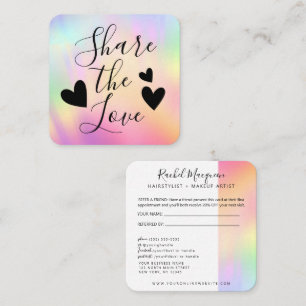Rainbow Holographic Iridescent Unicorn Script Aanbevelingskaartje