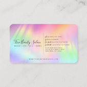 Rainbow Holographic Iridescent Unicorn Script Afsprakenkaartje (Achterkant)