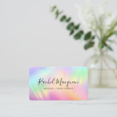 Rainbow Holographic Iridescent Unicorn Script Visitekaartje (Staand voorkant)