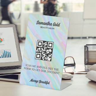 Rainbow Holographic QR Code Scan om verbinding te Reclamebord Met Voetstuk