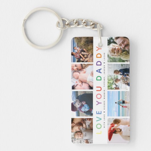 Rainbow 'HOOP VAN JE DADDY' Foto Collage Keepomwil Sleutelhanger (Voorkant)