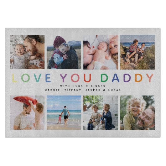 Rainbow 'HOOP VAN JE DADDY' Foto Collage Keepomwil Snijplank (Voorkant)