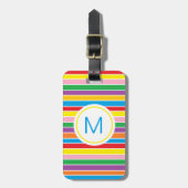 Rainbow Horizontal Stripes Monogram Bagagelabel (Voorkant verticaal)