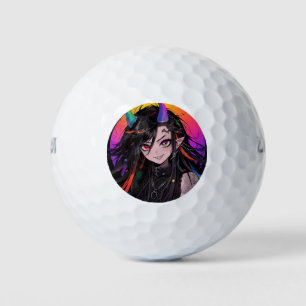 Rainbow Horned Gothic Punk Anime Meisje Golfballen