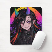 Rainbow Horned Gothic Punk Anime Meisje Muismat (Met muis)
