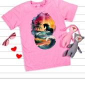 Rainbow Horse kunst met zonsondergang strand lands T-shirt