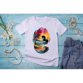 Rainbow Horse kunst met zonsondergang strand lands T-shirt