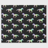 Rainbow Horse Silhouette Black Cadeaupapier (Vlak)