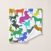 Rainbow Horses Bath Towel Set Bad Handdoek (Wasdoekje)