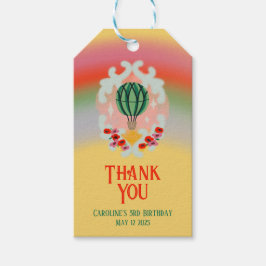 Rainbow Hot Air Balloon Kids Verjaardag Cadeaulabel