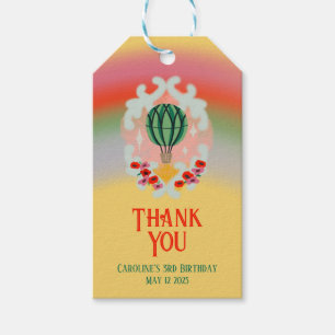 Rainbow Hot Air Balloon Kids Verjaardag Cadeaulabel