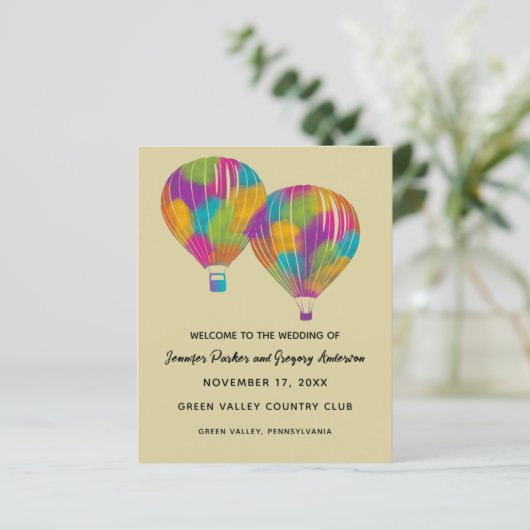 Rainbow Hot Air Balloons Programme de mariage pers (Debout devant)