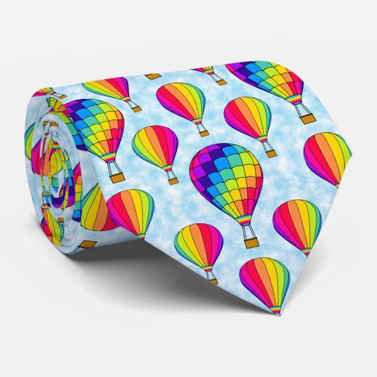 Rainbow Hot Air-luchtballonnen Stropdas (Opgerold)