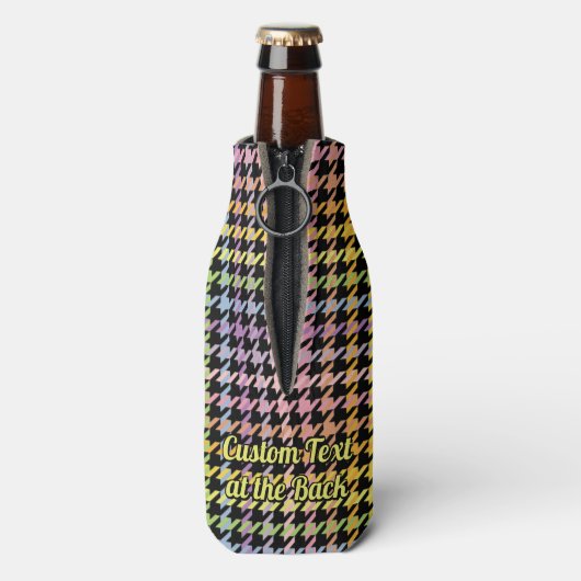 Rainbow Houndstooth Pattern Flesjeskoeler (Fles Achterkant)