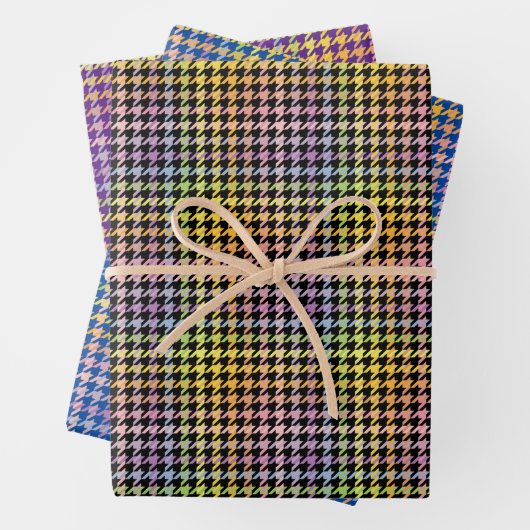 Rainbow Houndstooth Pattern Inpakpapier Vel (In situ)