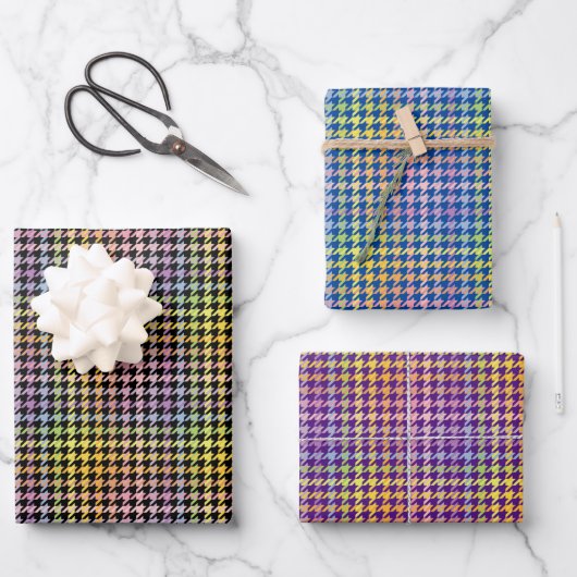 Rainbow Houndstooth Pattern Inpakpapier Vel (Voorkant)