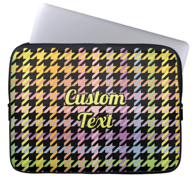 Rainbow Houndstooth Pattern Laptop Sleeve (Voorkant)