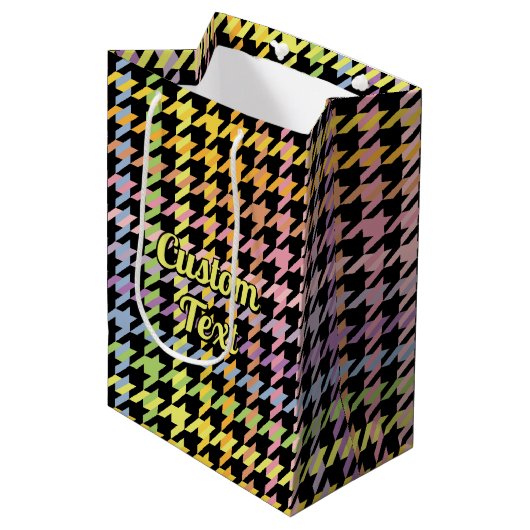 Rainbow Houndstooth Pattern Medium Cadeauzakje (Voorkant Gekanteld)
