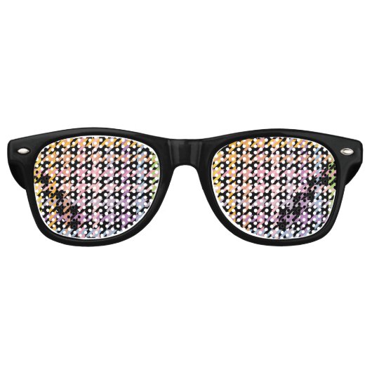 Rainbow Houndstooth Pattern Retro Zonnebril (Voorkant)