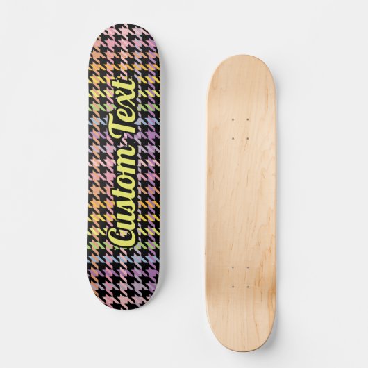 Rainbow Houndstooth Pattern Skateboard (Voorkant)