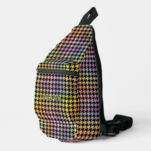 Rainbow Houndstooth Pattern Sling Bag (Rechterhoek)