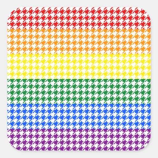 Rainbow Houndstooth Vierkante Sticker (Voorkant)