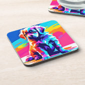 Rainbow Hued Dog Art Bier Onderzetter (Linkerzijde)