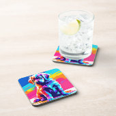 Rainbow Hued Dog Art Bier Onderzetter (Rechterzijde)