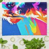 Rainbow Hued Dog Art Theedoek (Gevouwen)