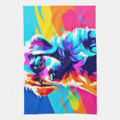 Rainbow Hued Dog Art Theedoek (Verticaal)