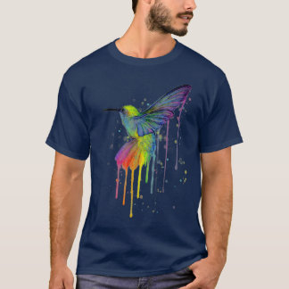 Rainbow Hummingbird Watercolor  T-shirt