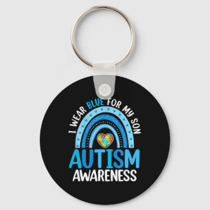 Rainbow I Draag Blue for My Son Autism Awareness Sleutelhanger