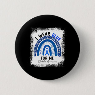 Rainbow I Draag Blue Ribbon voor ME T1D Diabetes A Ronde Button 5,7 Cm