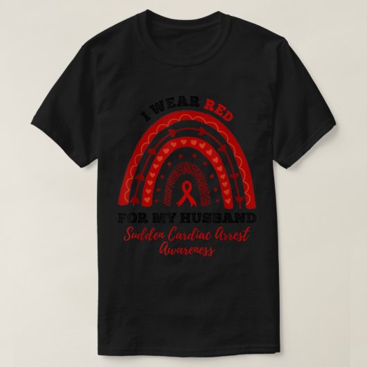 Rainbow I Draag Rode Husband Sudden Cardiale Arres T-shirt (Design voorkant)