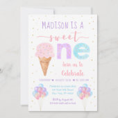 Rainbow Ice Cream First Birthday Kaart (Voorkant)