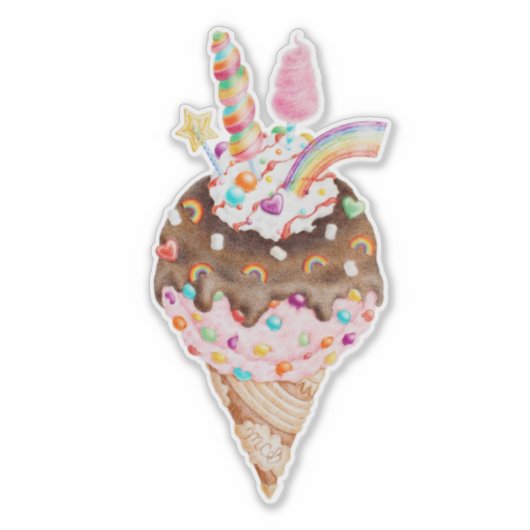 Rainbow Ice Cream Sticker (Voorkant)