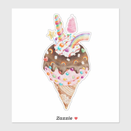 Rainbow Ice Cream Sticker (Vel)